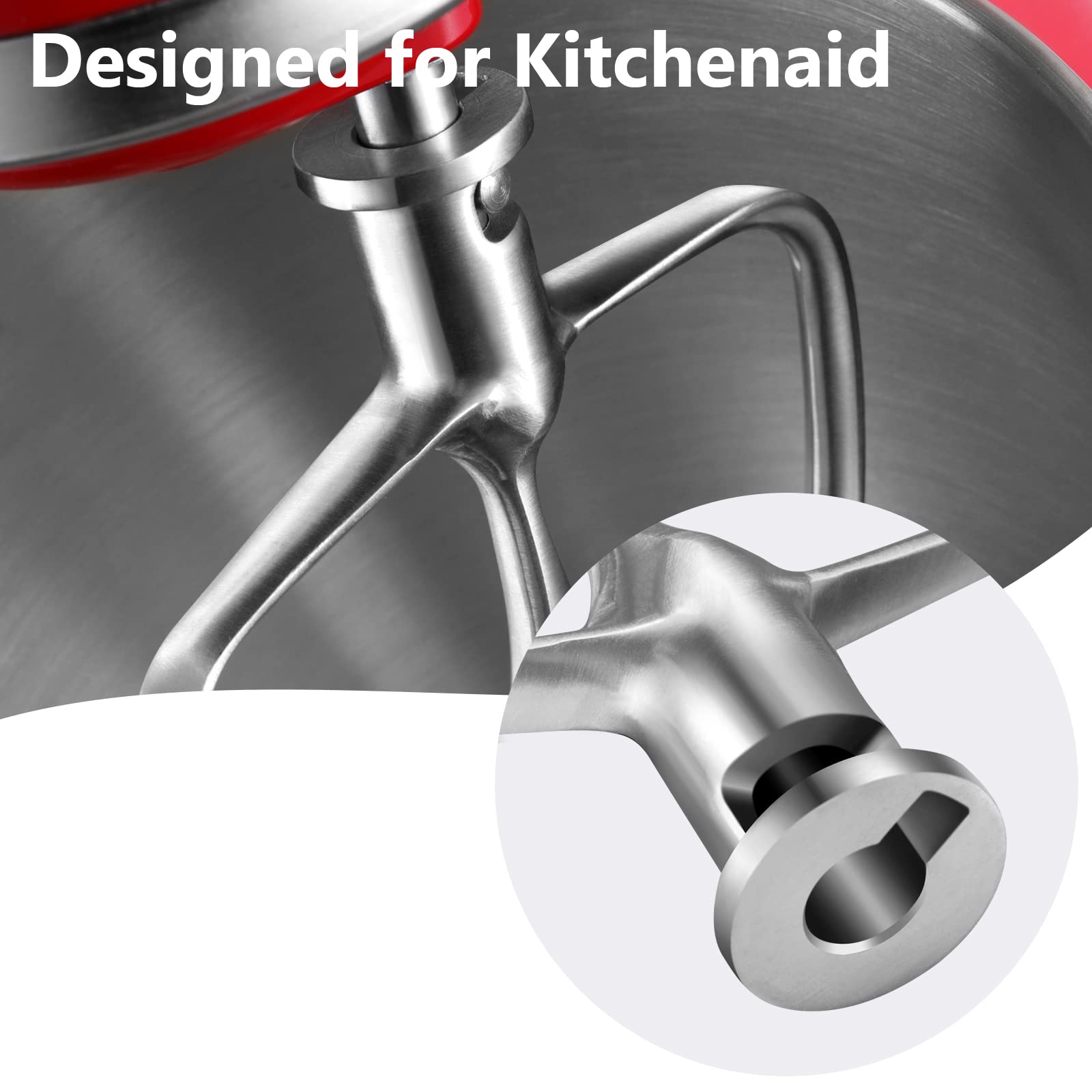 LETOMS Stainless Steel Paddle Attachment for Kitchen aid Stand Mixers 4.5-5 Quart, Flex Edge Beater for KitchenAid, Dishwasher Safe