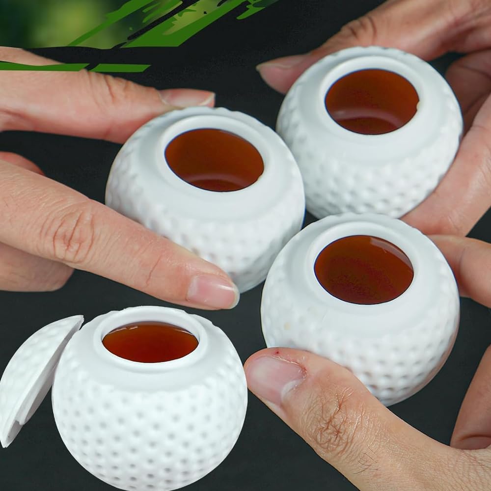 6 Pcs 1.5oz Golf Ball Shaped Shot Glass,Novelty Golf Ball Shot Glasses with Lid,Perfect Present for Golf Enthusiasts,Funny Personalized Golf Shots Glasses for Party Favors & Sports Gifts