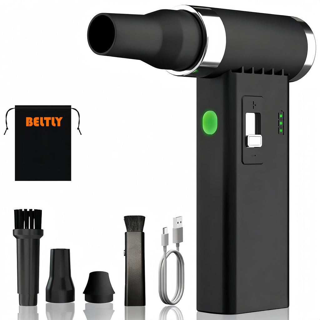 Compressed Air Duster – 110,000 RPM Super Power Cordless FT03 Electric Blower with Brushless Motor, 0-100 Speed Adjustable Jet Fan, Dust Blower for Keyboard, PC, Car & Outdoor Cleaning (Black)