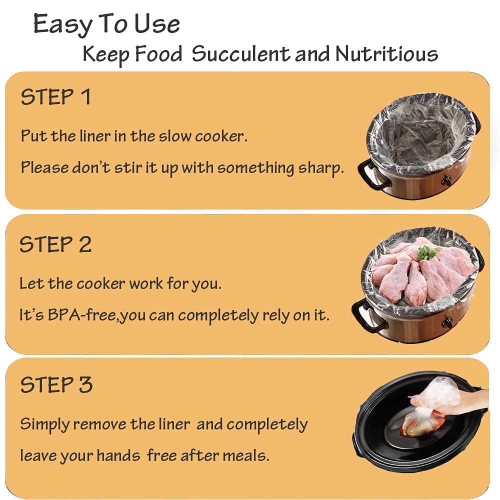 40 Counts Slow Cooker Liners and Cooking Bags, Extra Large Size Fits 6-10QT Pot, 14"x 22", BPA Free, Suitable for Oval & Round Pot (40)