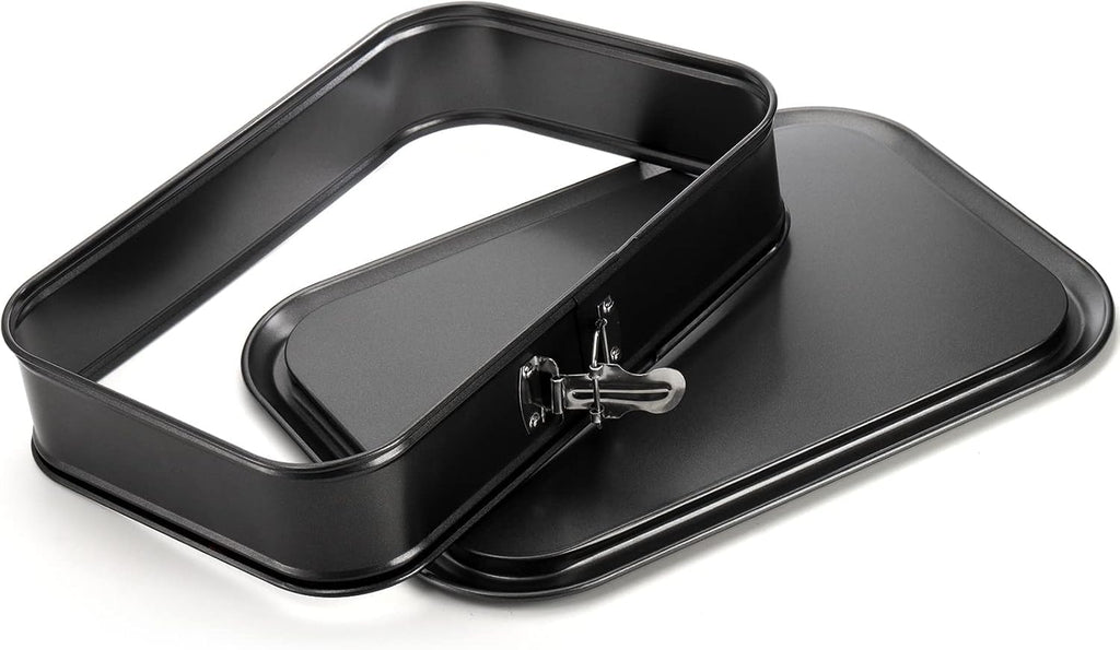 SOUJOY Springform Cake Pan, Non-Stick Cheesecake Pan, 14 x 9 Inch Large Rectangle Cake Pan with Removable Bottom, Ice Cream Cake Bakeware, Black