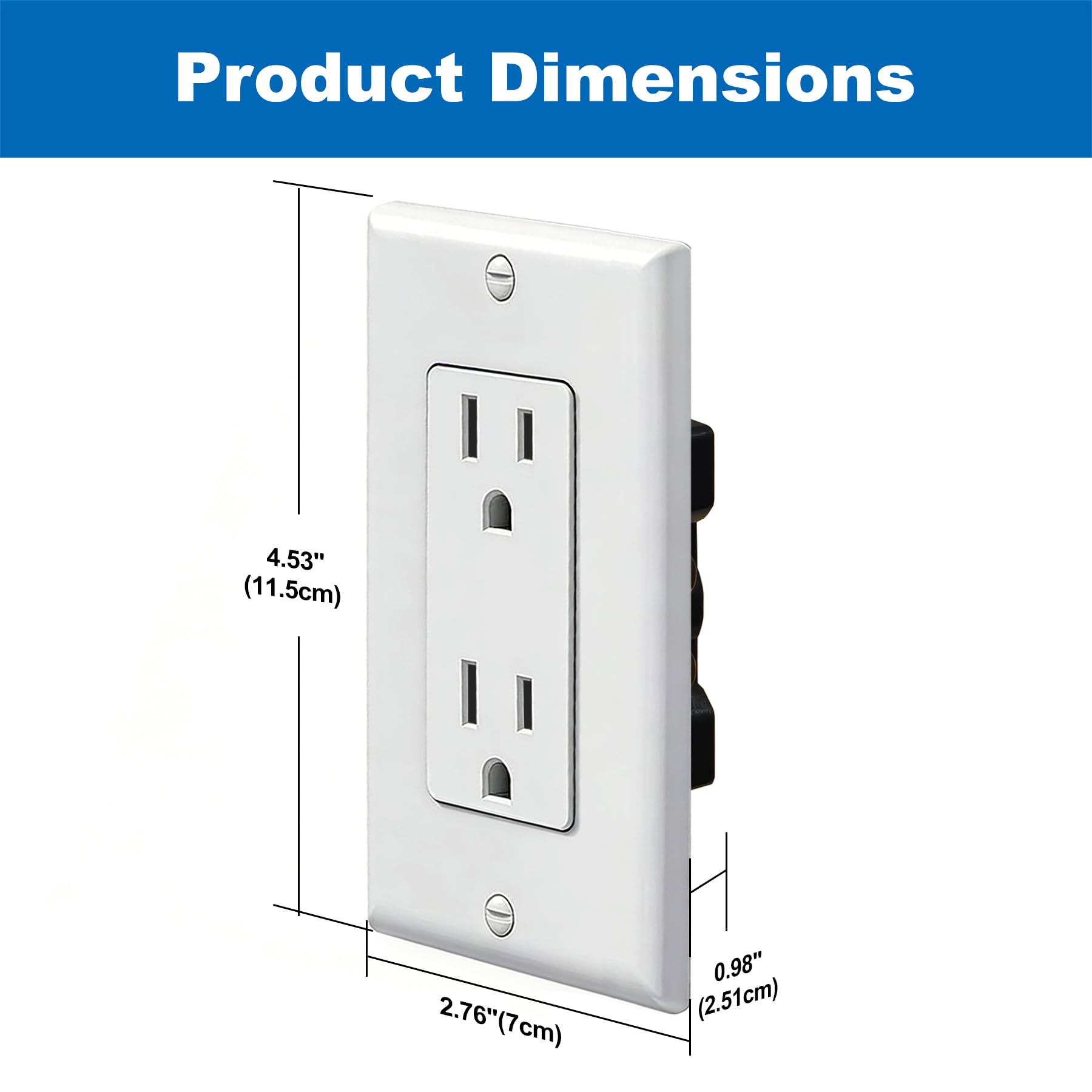 BESTTEN 10 Pack -15 Amp Decor Receptacle Outlet for Residential and Commerical Use, 15A/125V/1875W, Standard Electrical Wall Outlet, Decorator Wallplate Included, cUL Listed, White