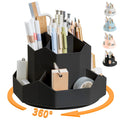 Pencil Pen Holder for Desk,9 Slots 360 Degree Rotating Desk Organizers,Desktop Storage Stationery Supplies Organizer, Cute Pencil Cup Pot For Office, School, Home(Black)