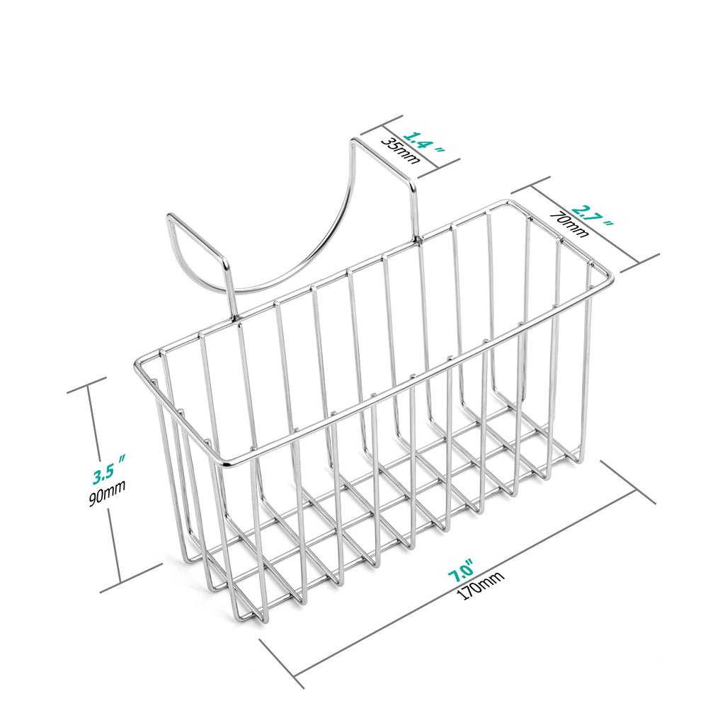 Damita Kitchen Sponge Holder Sink Basket Sink Caddy Brush Dishwashing Liquid Drainer Rack Silver Medium (6.7" x 4.5" x 4.5")