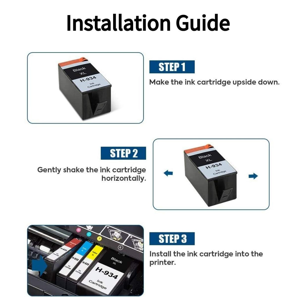 Compatible 934XL 935XL Ink Cartridge Replacement for HP 934 935 XL Ink Work with HP Officejet 6812 6815 6820 Officejet Pro 6230 6830 6835 Printers (2BK 1C 1M 1Y)
