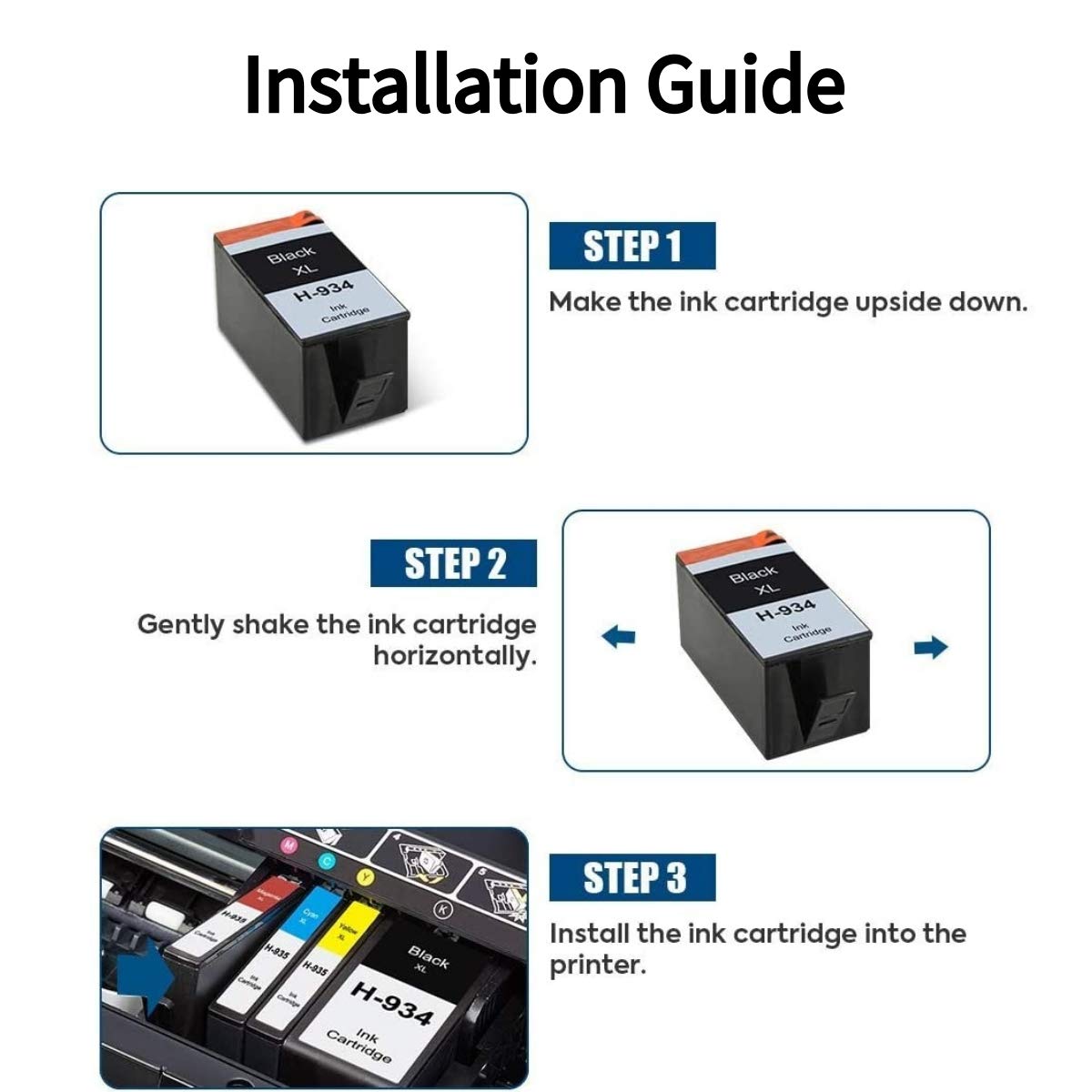 Compatible 934XL 935XL Ink Cartridge Replacement for HP 934 935 XL Ink Work with HP Officejet 6812 6815 6820 Officejet Pro 6230 6830 6835 Printers (2BK 1C 1M 1Y)