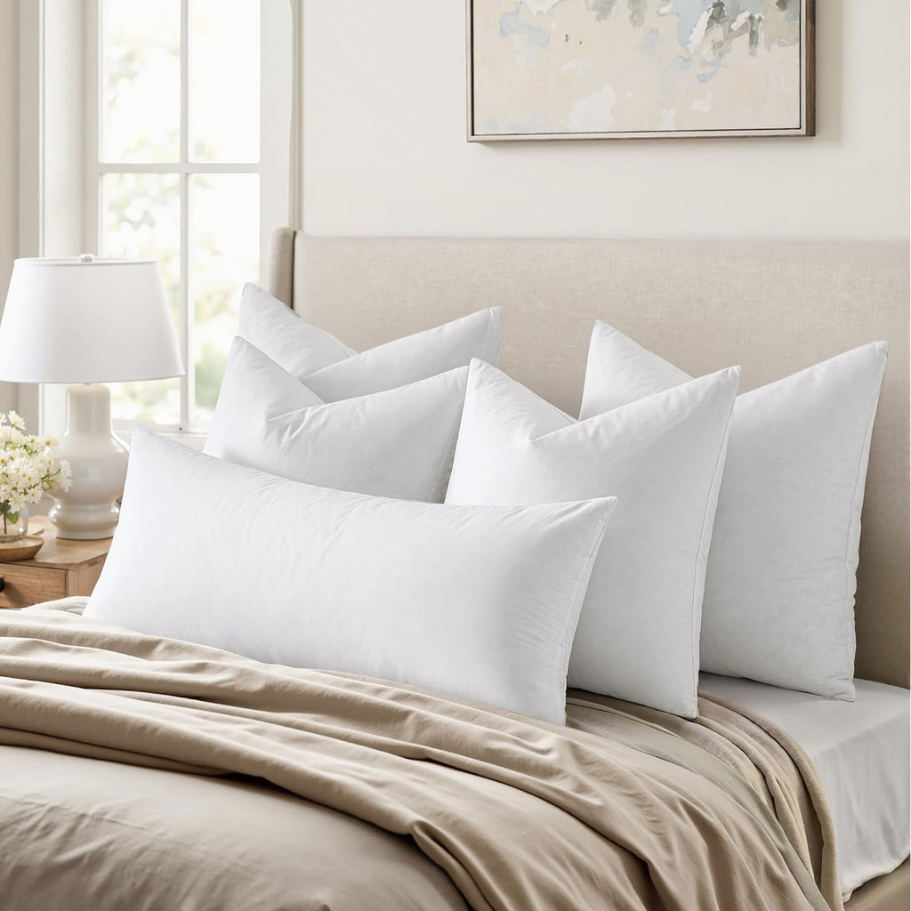 MIULEE 18x18 Pillow Inserts, Pack of 2 Feather Throw Pillow Inserts, Decorative Fluffy Cotton Fabric for Living Room Sofa Bed