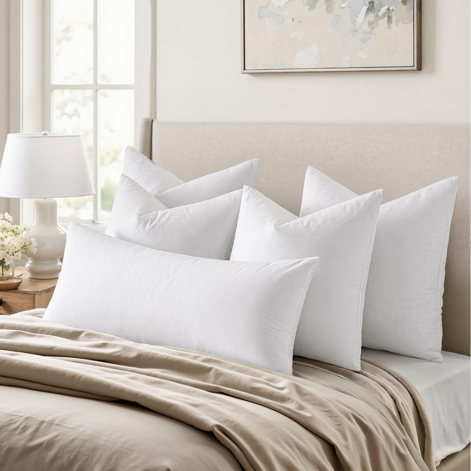 MIULEE 18x18 Pillow Inserts, Pack of 2 Feather Throw Pillow Inserts, Decorative Fluffy Cotton Fabric for Living Room Sofa Bed
