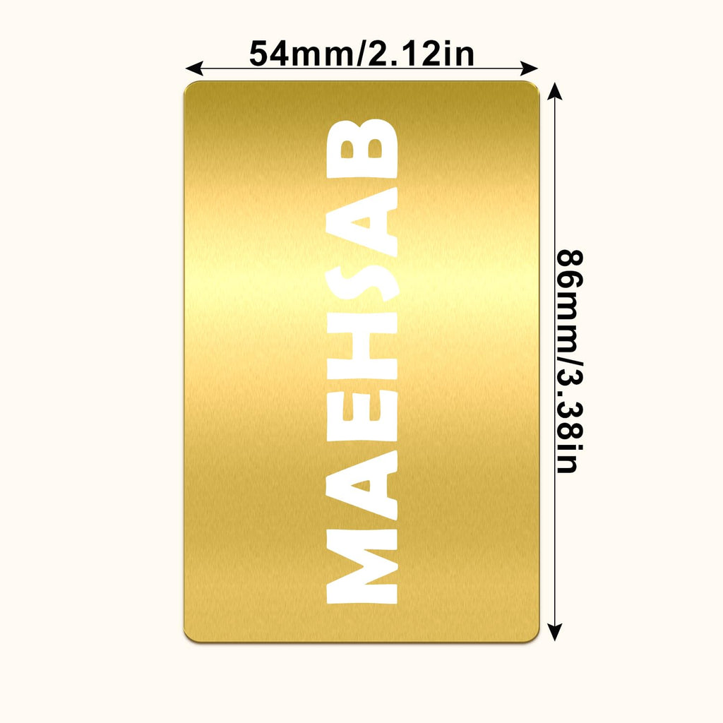 MaehSab 100 Pcs Gold Aluminum Business Cards, DIY Metal Name Cards, 3.4 x 2.1 Inch