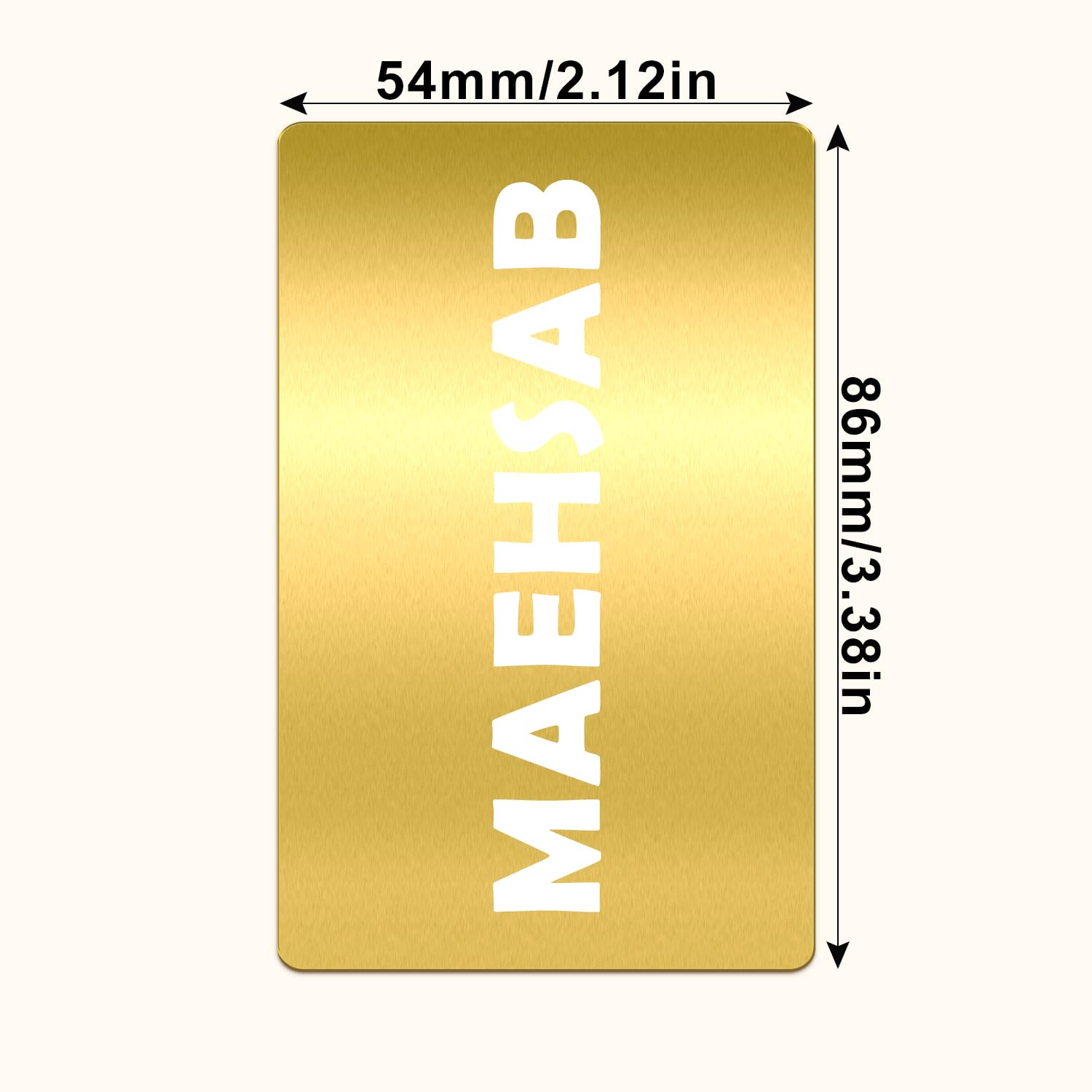 MaehSab 100 Pcs Gold Aluminum Business Cards, DIY Metal Name Cards, 3.4 x 2.1 Inch