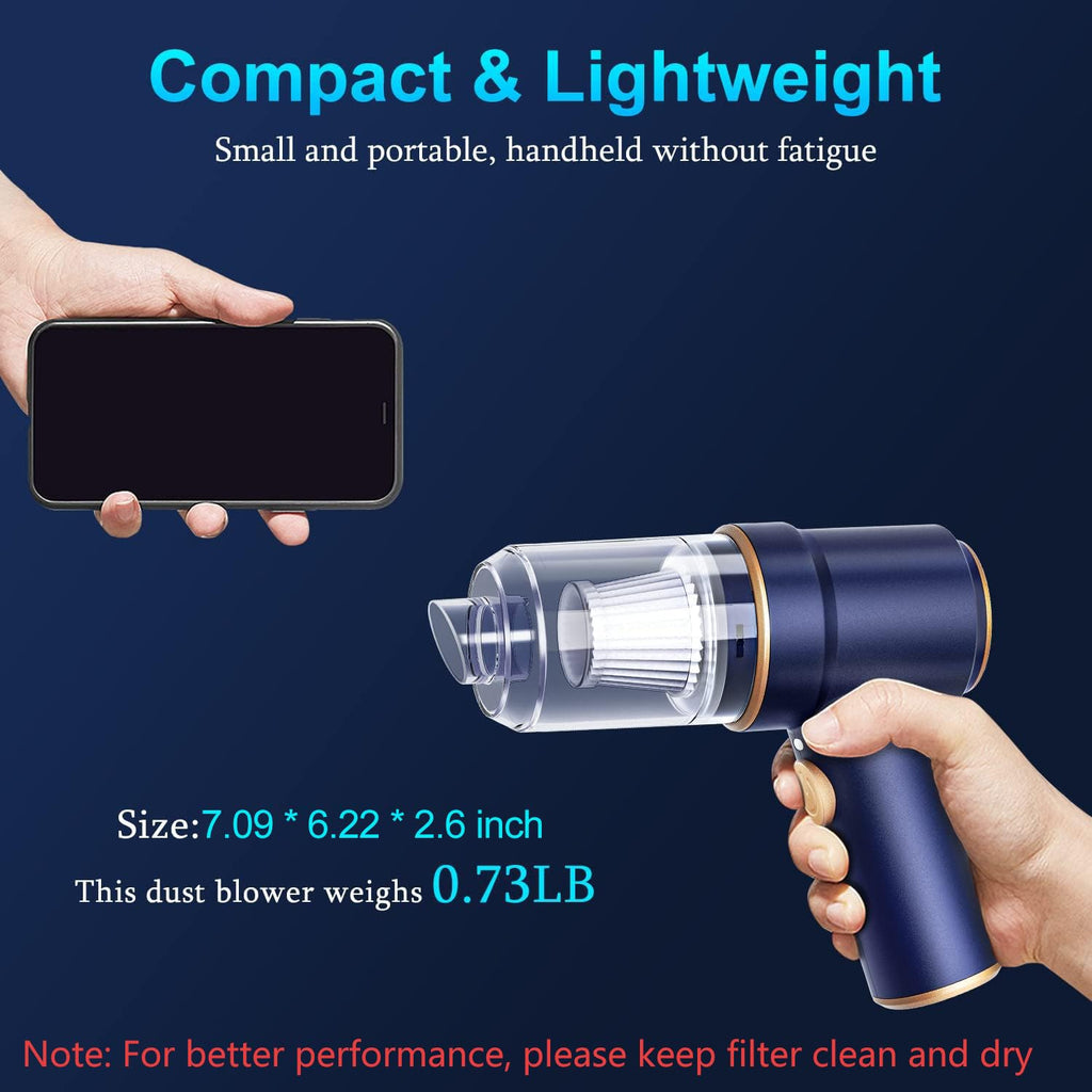 KMM Handheld Car Vacuum Cleaner, 19000Pa Vacuum Cleaner and Air Duster, 120W High Power Hand Held Vacuum with LED Light and Multi-Nozzles for Car, Home, Office, Pet