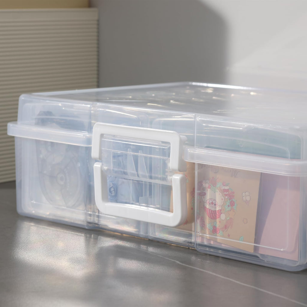 novelinks Photo Case 4 inch x 6 inch Photo Box Storage 16 Inner Photo Keeper Photo Organizer Cases Photos Storage Containers Box for Photos (Clear)