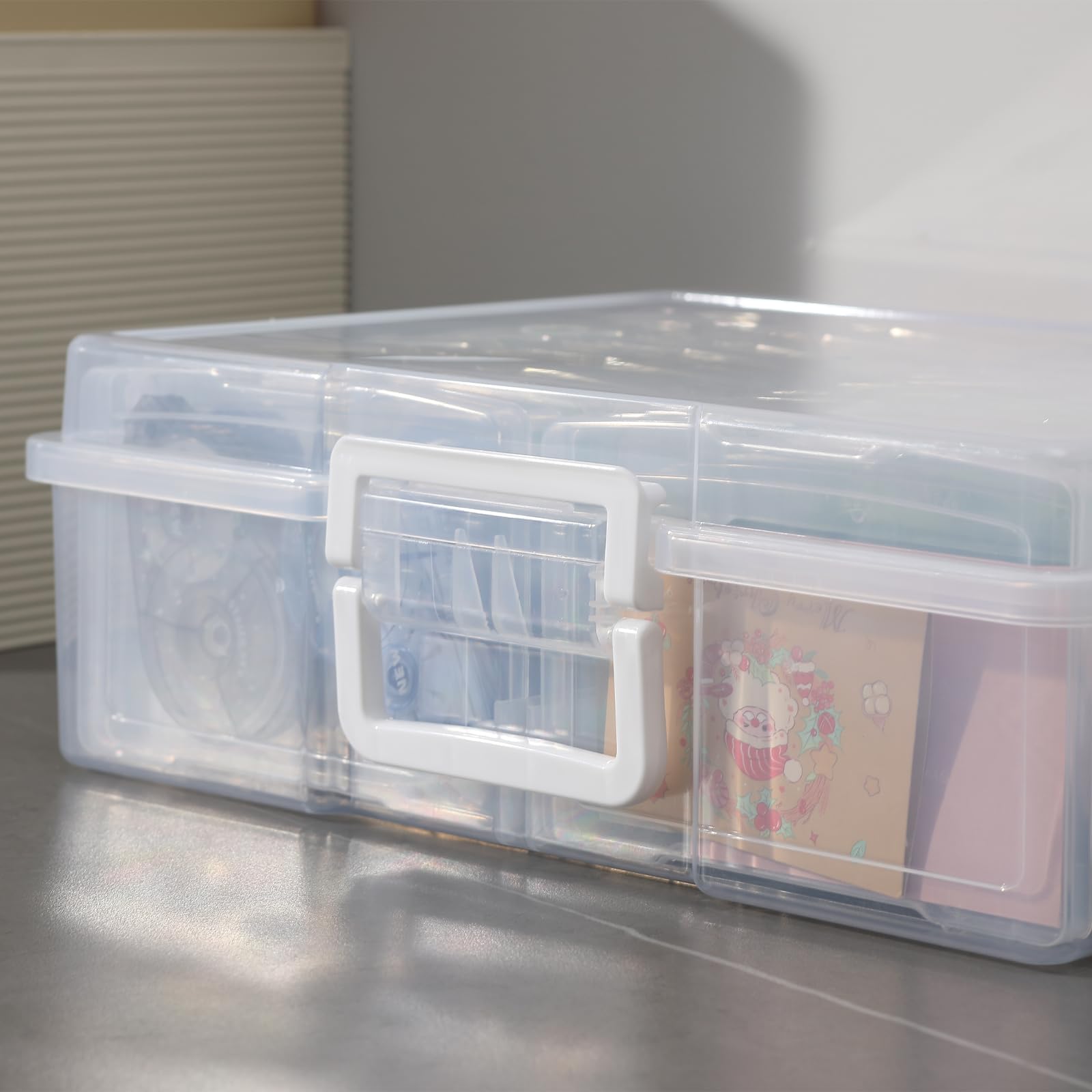 novelinks Photo Case 4 inch x 6 inch Photo Box Storage 16 Inner Photo Keeper Photo Organizer Cases Photos Storage Containers Box for Photos (Clear)