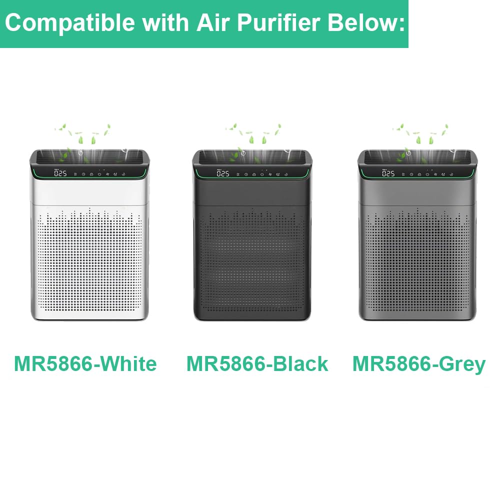 OHFULLS MR5866 Air Filter Replacement, Compatible with MORENTO MR5866 Air Purifier, 3-in-1 H13 True HEPA Filter and Activated Carbon Filter, 2-Pack