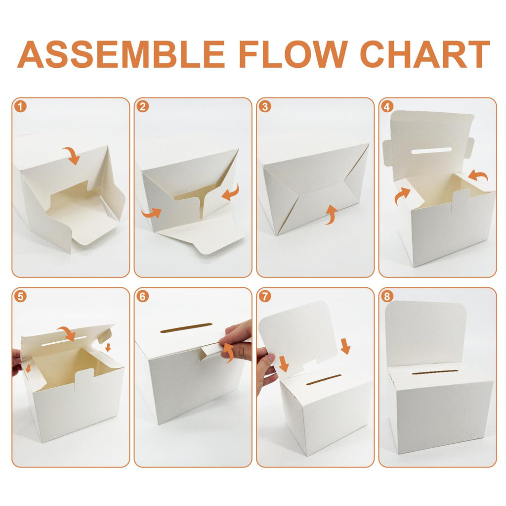 rzoixuur 36 Pack Suggestion box，Raffle boxes with slot，Donation boxes for fundraising，White cardboard boxes6.5x4.5x4.5Inch，Ballot box with slot，For Collecting Business Card Voting Contest