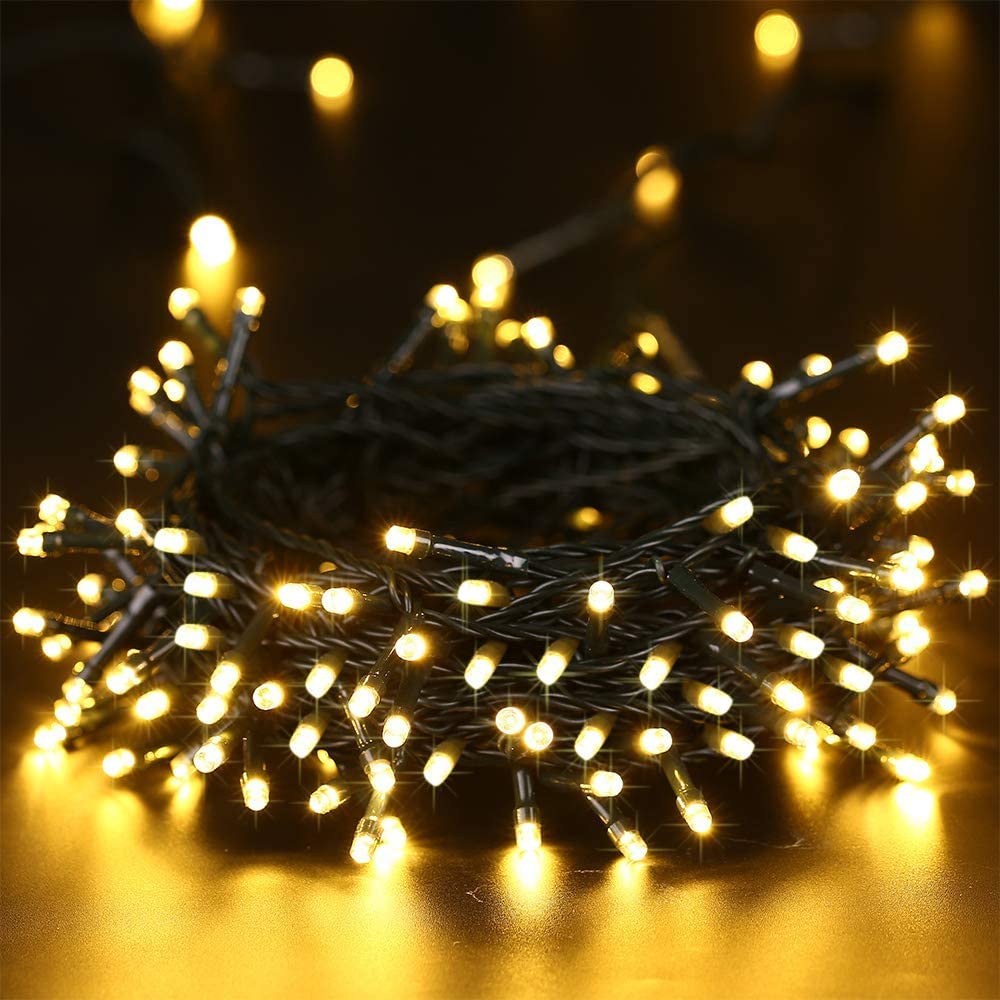 Solar String Lights Outdoor, 98.4ft 300 LED Solar Fairy Lights 8 Modes Waterproof Solar Powered Lights for Garden, Patio, Home, Party, Wedding, Holiday, Tree, Outdoor Decor (Warm White)