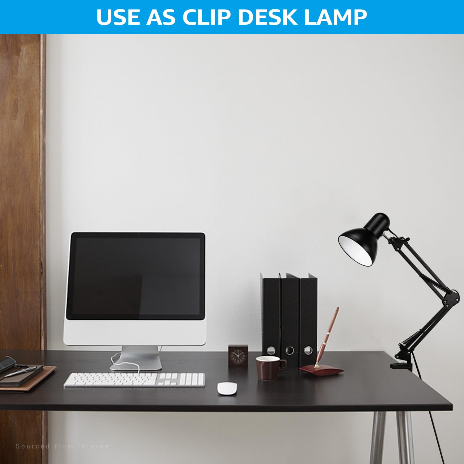 TORCHSTAR Metal Swing Arm Desk Lamp, Interchangeable Base Or Clamp, Classic Architect Clip On Table Lamp, Multi-Joint, Adjustable Arm, Black Finish (UL Plug)