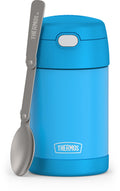 THERMOS FUNTAINER 16 Ounce Stainless Steel Vacuum Insulated Food Jar with Folding Spoon, Denim Blue