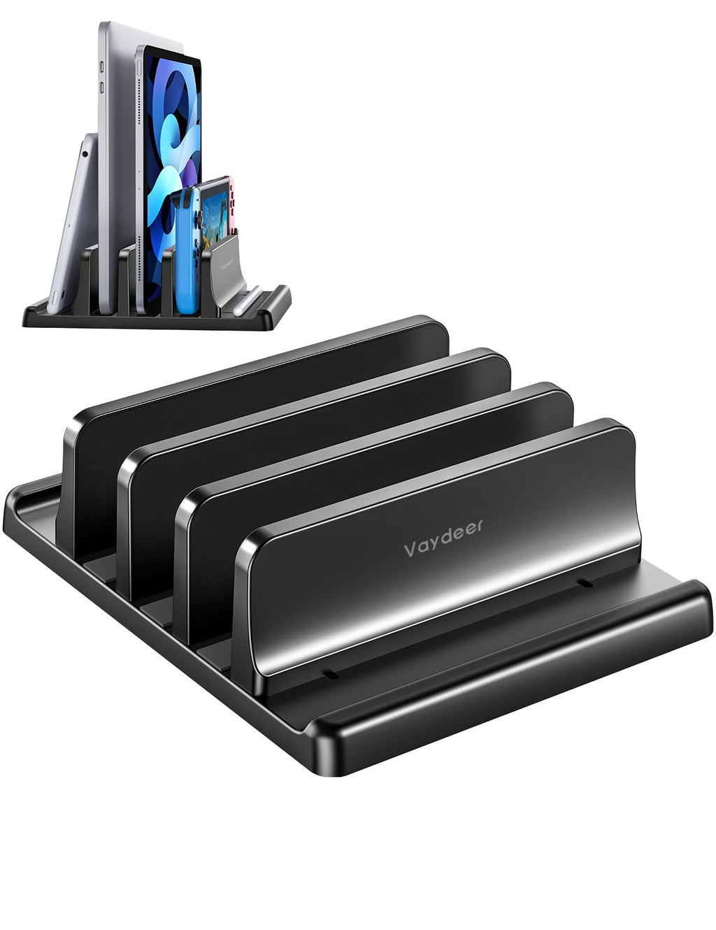 Vaydeer 3-Slot Vertical Laptop Stand Made of Premium ABS Plastics 5 in 1 Design Space-Saving Adjustable Desk Organizer for All MacBook/Chromebook/Surface