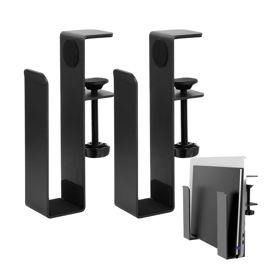 Hoxfly Desk Side Laptop Mount, Adjustable Metal Desk Side Holder, Hanging No Drill Laptops Stand for Book Document Cable