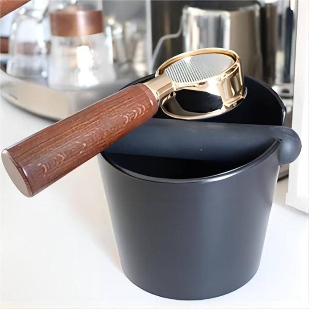 HOMEE Coffee Knock Box 4.8 Inch with Coffee Tamping Mat,Shock-Absorbent Durable Barista Style Knock Box with Removable Knock Bar and Non-Slip Base, Equipped Silicone Anti-Slip Espresso Tamping Mat
