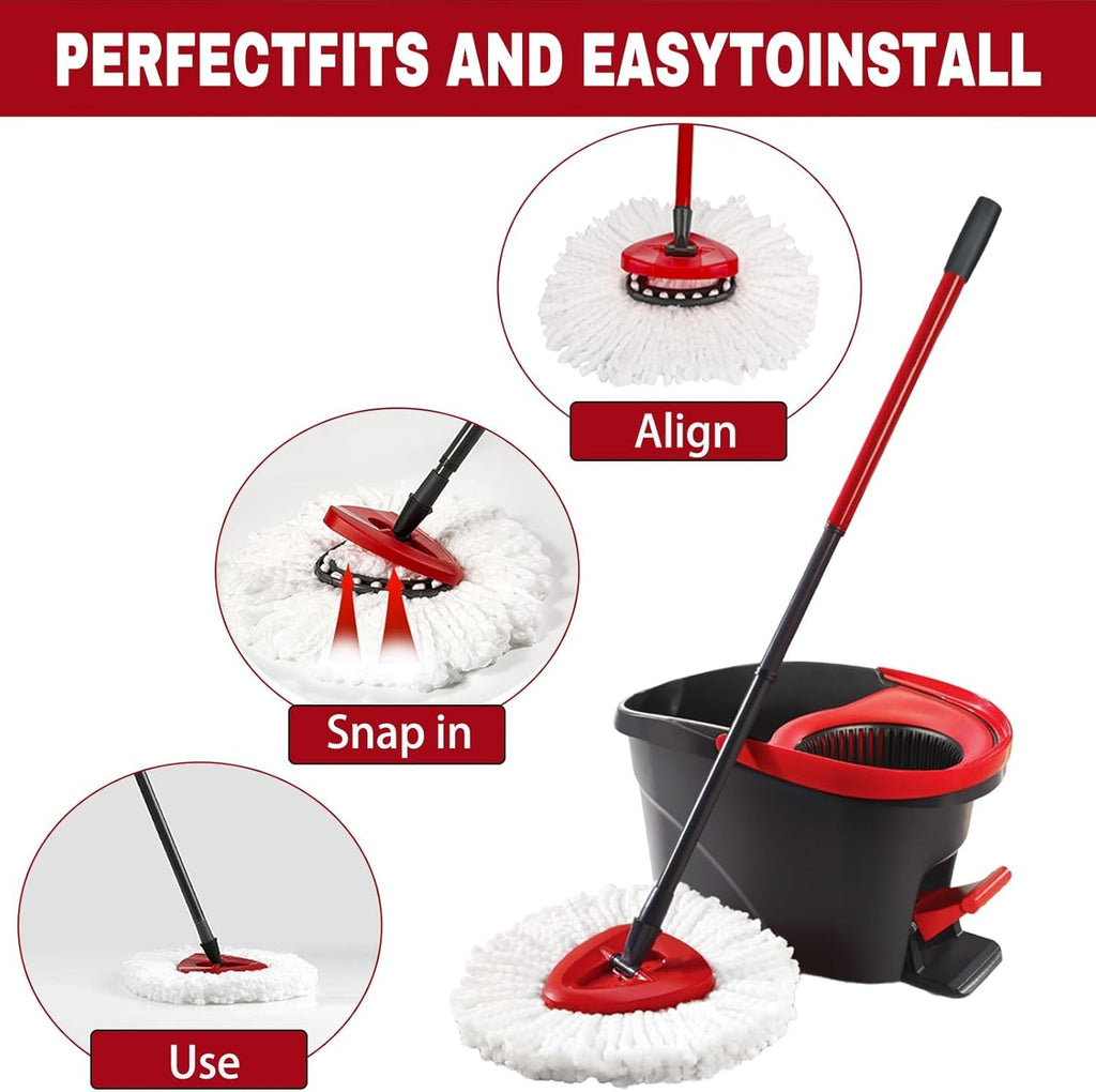8Pack Spin Mop Replacement Heads for Vileda, 100% Microfiber Mop Head Replacement Fits Triangle Mop Replace, 360 Degree Spin Refill for Easy House Cleaning Floor Mop (8Pack Vileda mop Head)