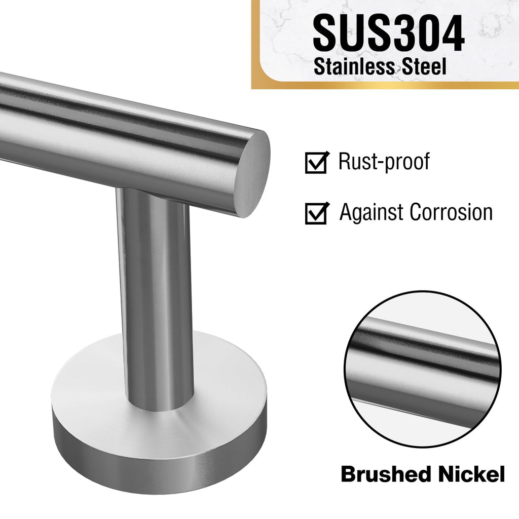 HITSLAM Brushed Nickel Bathroom Accessories Set, SUS304 Stainless Steel Bathroom Hardware Set Wall Mounted, Includes 25.7 Inch Towel Bar, Towel Ring, Robe Towel Hooks, Toilet Paper Holder