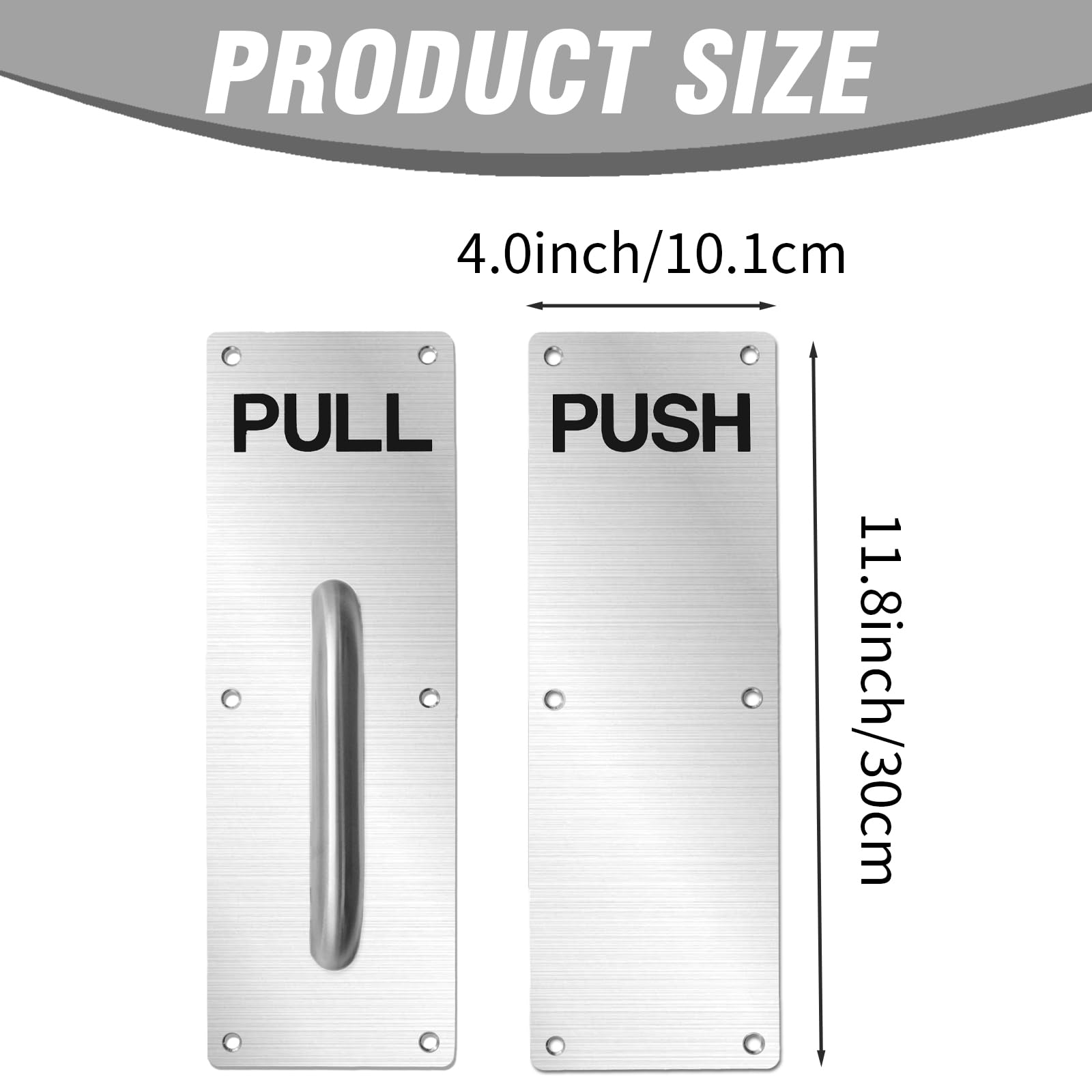 DUZFOREI Stainless Steel Door Handle, Pull and Push Plate Commercial Door Handle with Screws, 11.8" x 3.9" Door Handle