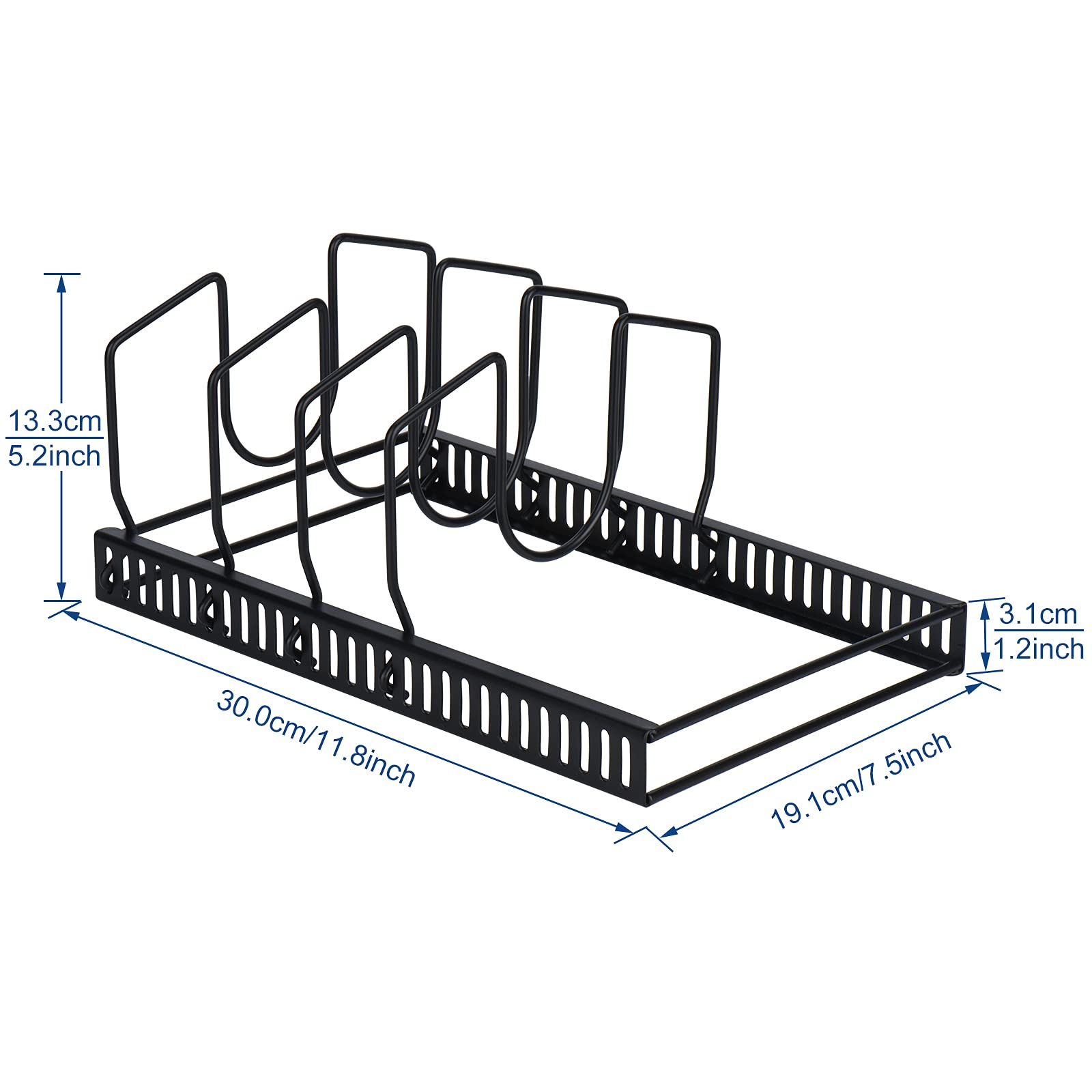 Toplife 7+ Lid Organizer, Adjustable Kitchen Cabinet Organizer for Cutting Boards, Plates, Bakeware, Black