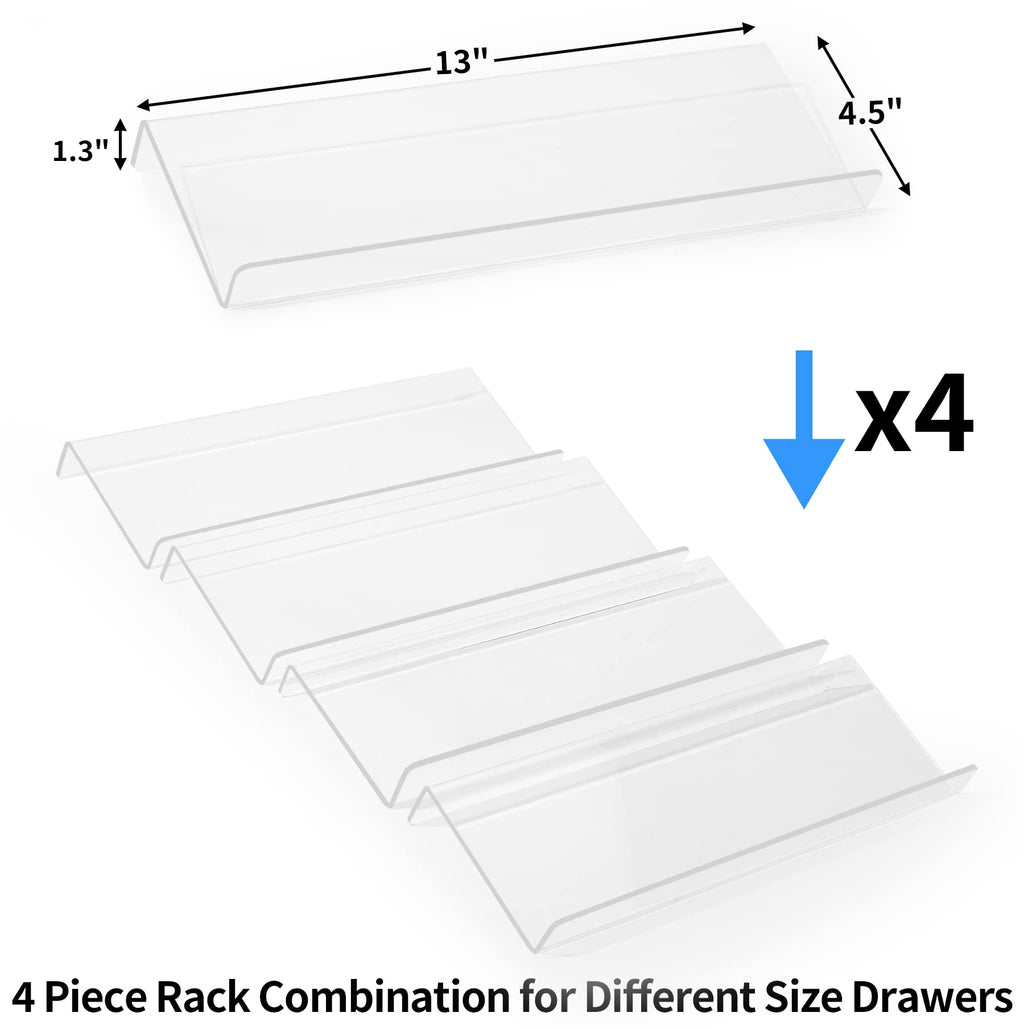 MIUKAA Clear Acrylic Spice Drawer Organizer, 4 Tier Seasoning Jars Drawers Insert, Kitchen Spice Rack Tray for Drawer/Countertop (Jars not included)