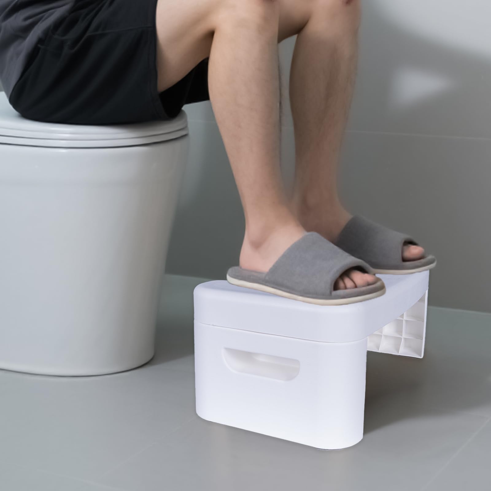 Folding Toilet Stool, Potty Step Stool, Bathroom, Foldable Poop Stool Poop Stool | Bathroom Accessories for All Ages | Sitting Posture Foot Stool, Black
