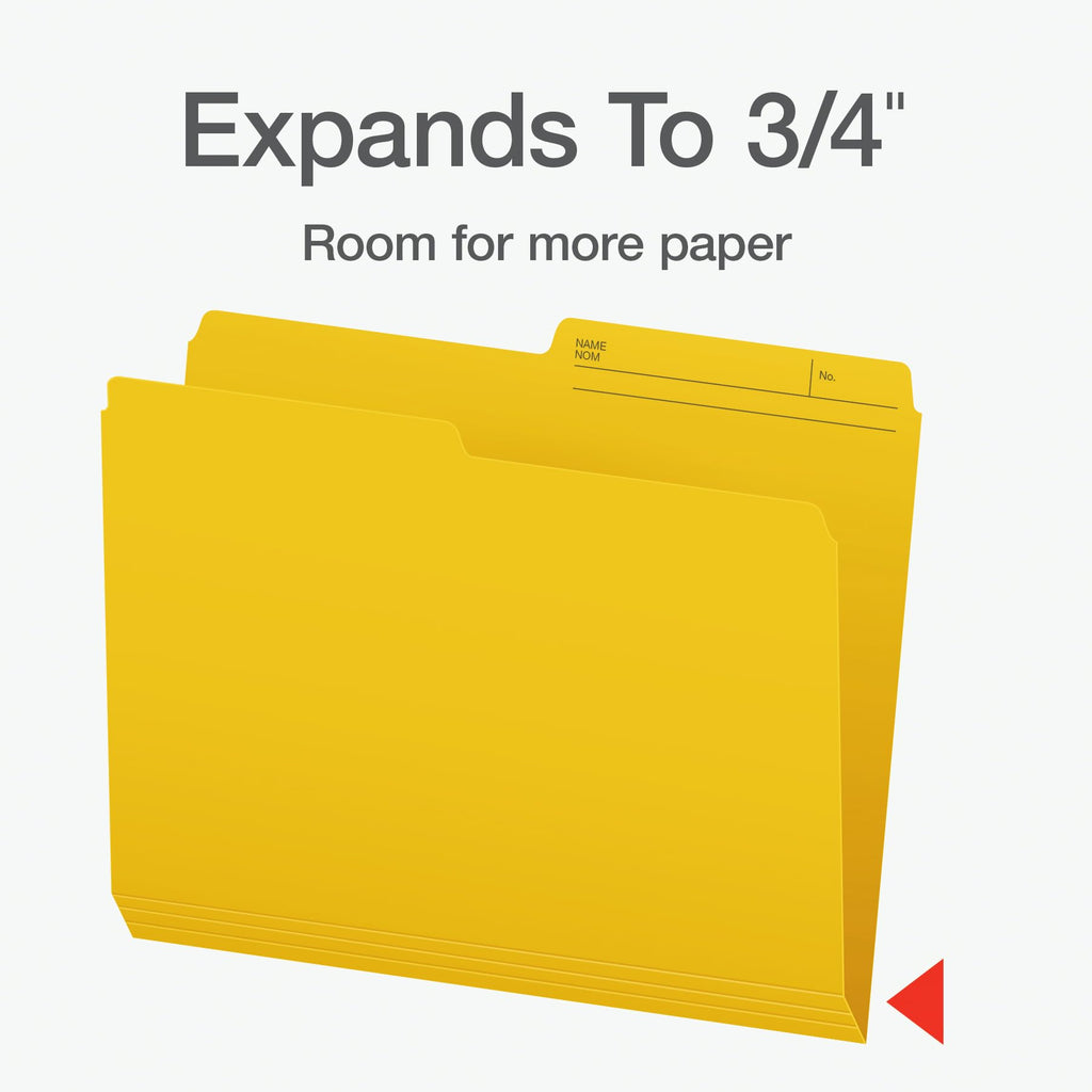 Pendaflex Colour File Folders, 1/2 Cut Tab, Letter, Yellow, 100/Box
