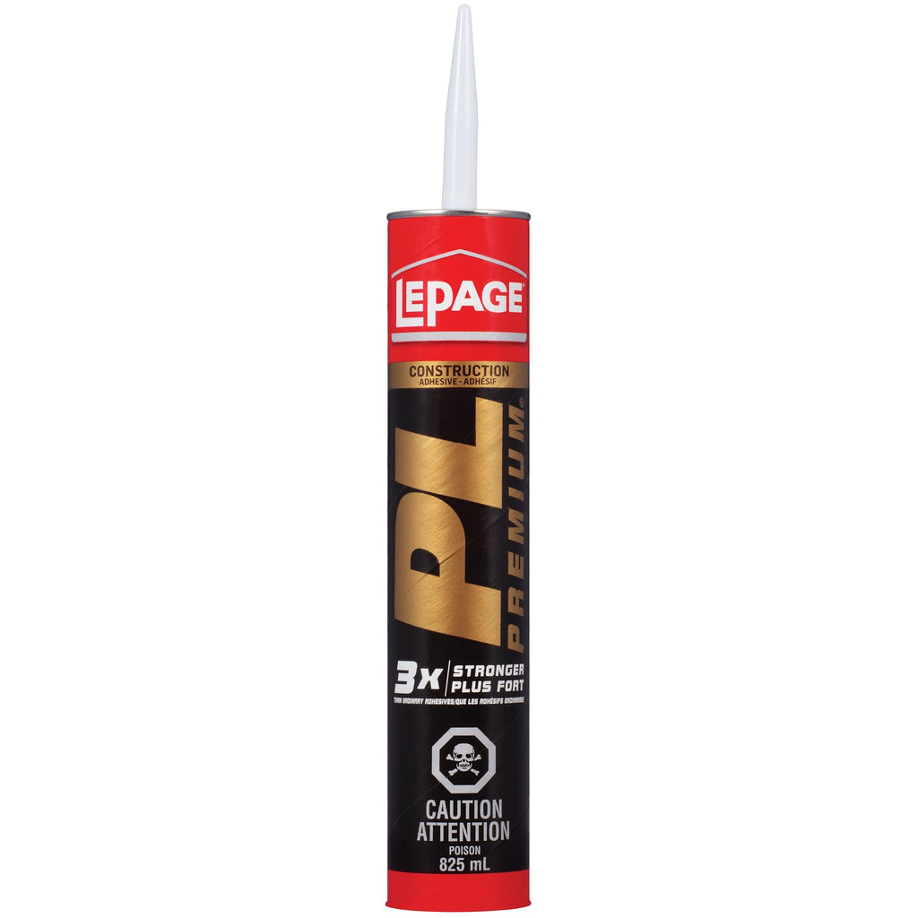 Lepage PL Premium Polyurethane Construction Adhesive, Versatile Construction Glue for Wood, Concrete, Stone & More - 825 ml Cartridge, 1 Pack