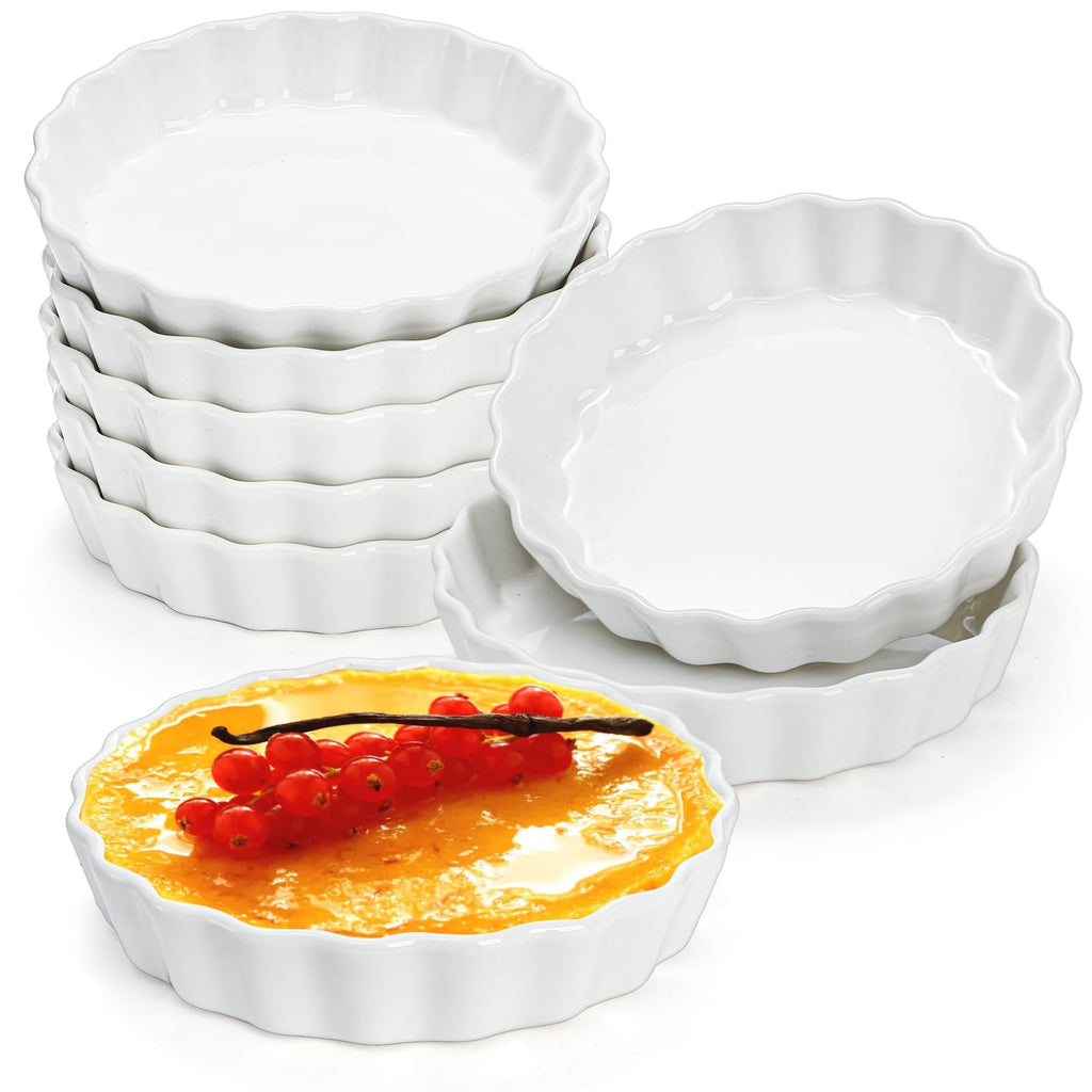 Foraineam Set of 8 Pieces Porcelain Ramekins, 5 Ounce Creme Brulee Ramekin Dishes Round Baking Ramekins Set