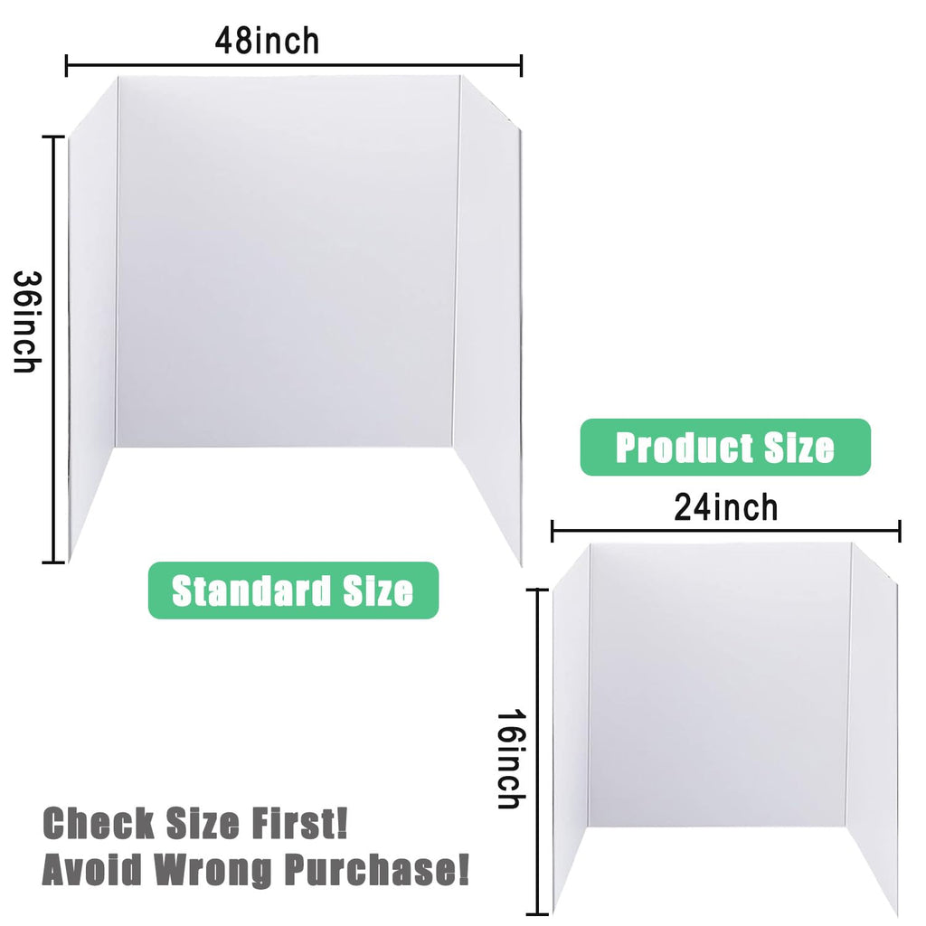 LonlyEagle Trifold Poster Board, 24" x 16", 3-Pack, White Corrugated Project Boards for Science Fairs, School Projects, Event Displays, and Business Presentations