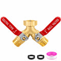 Garden Hose Splitter 2 Way, Heavy Duty Brass Water Hose Splitter with Stainless Steel Long Handle, 3/4" GHT Thread Garden Hose Y Splitter 2 Way, Full Flow Hose Splitter Connector