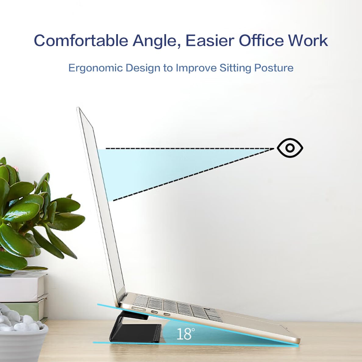 Psitek Laptop Cooling Stand Aluminium- Improved Cooling, Ergonomics, Stability, and Versatility - Compatible with MacBook and All Laptop, with Ruler