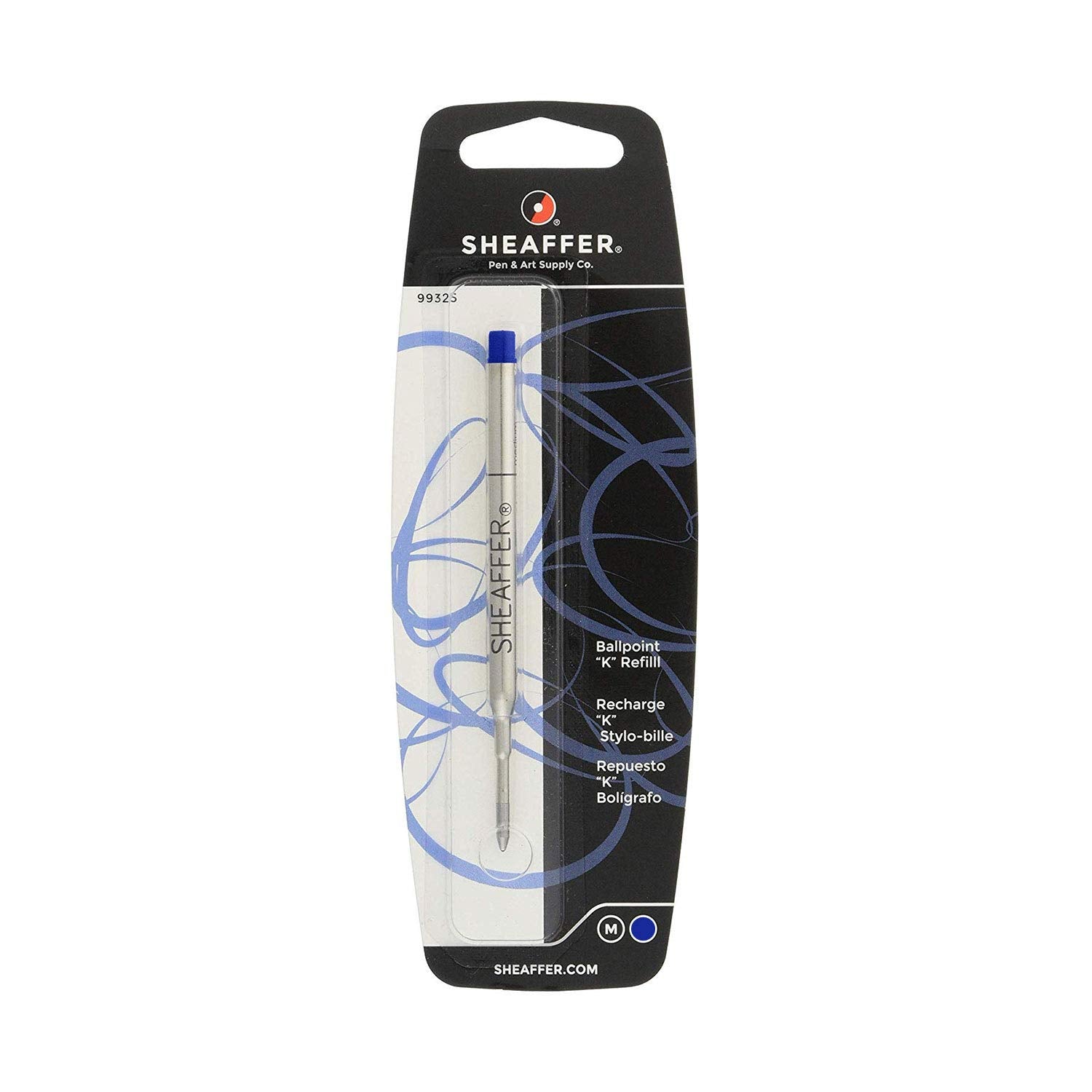 Sheaffer K Ballpoint Pen Refill, Medium Point, Blue Ink, 3-Count