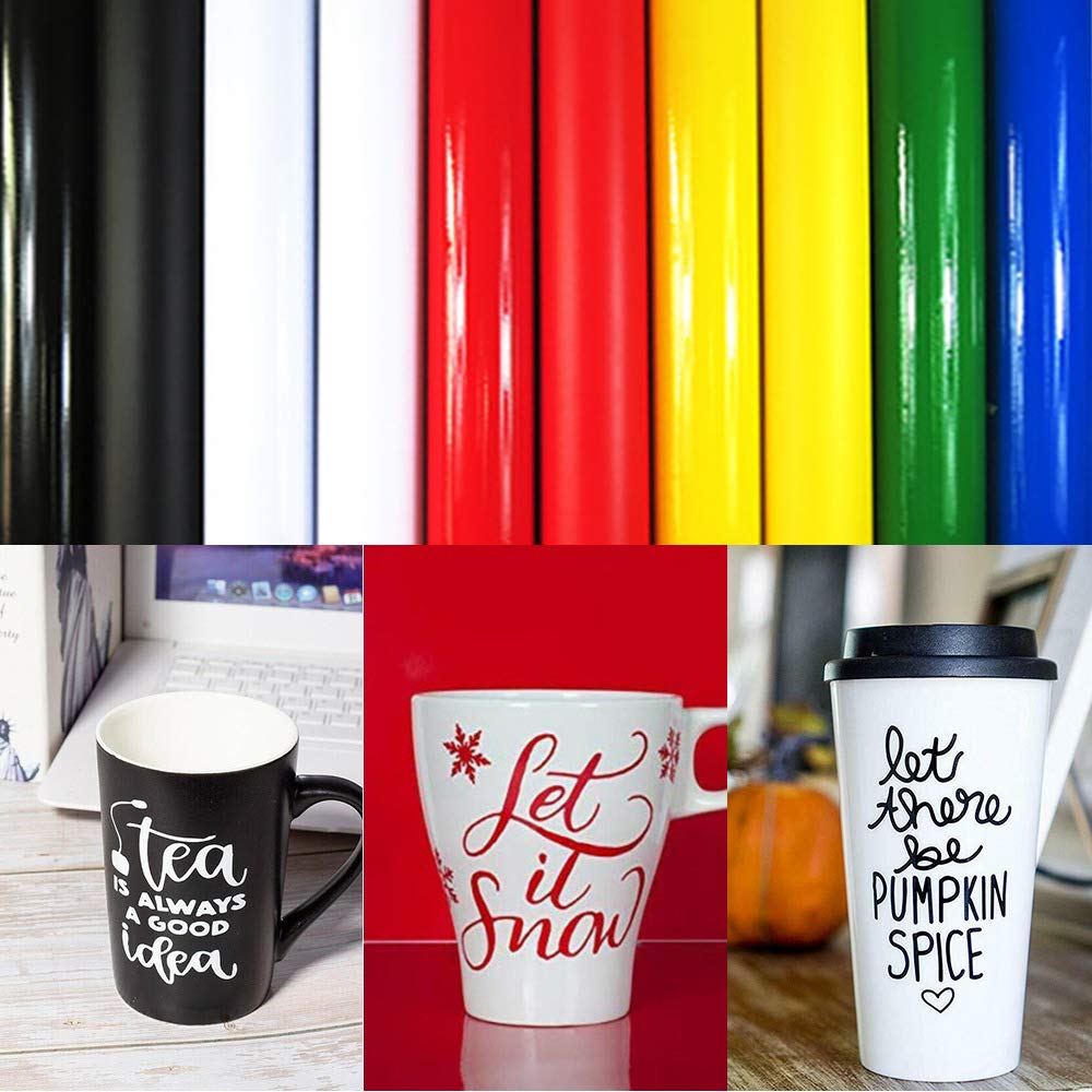 Permanent Adhesive Vinyl 29 Pack for Cricut Machine & Silhouette Cameo- 23 Vinyl Sheets12 x 12" + 6 Transfer Tape Sheets for Mug, Decals, Home Decor, DIY Craft Projects.