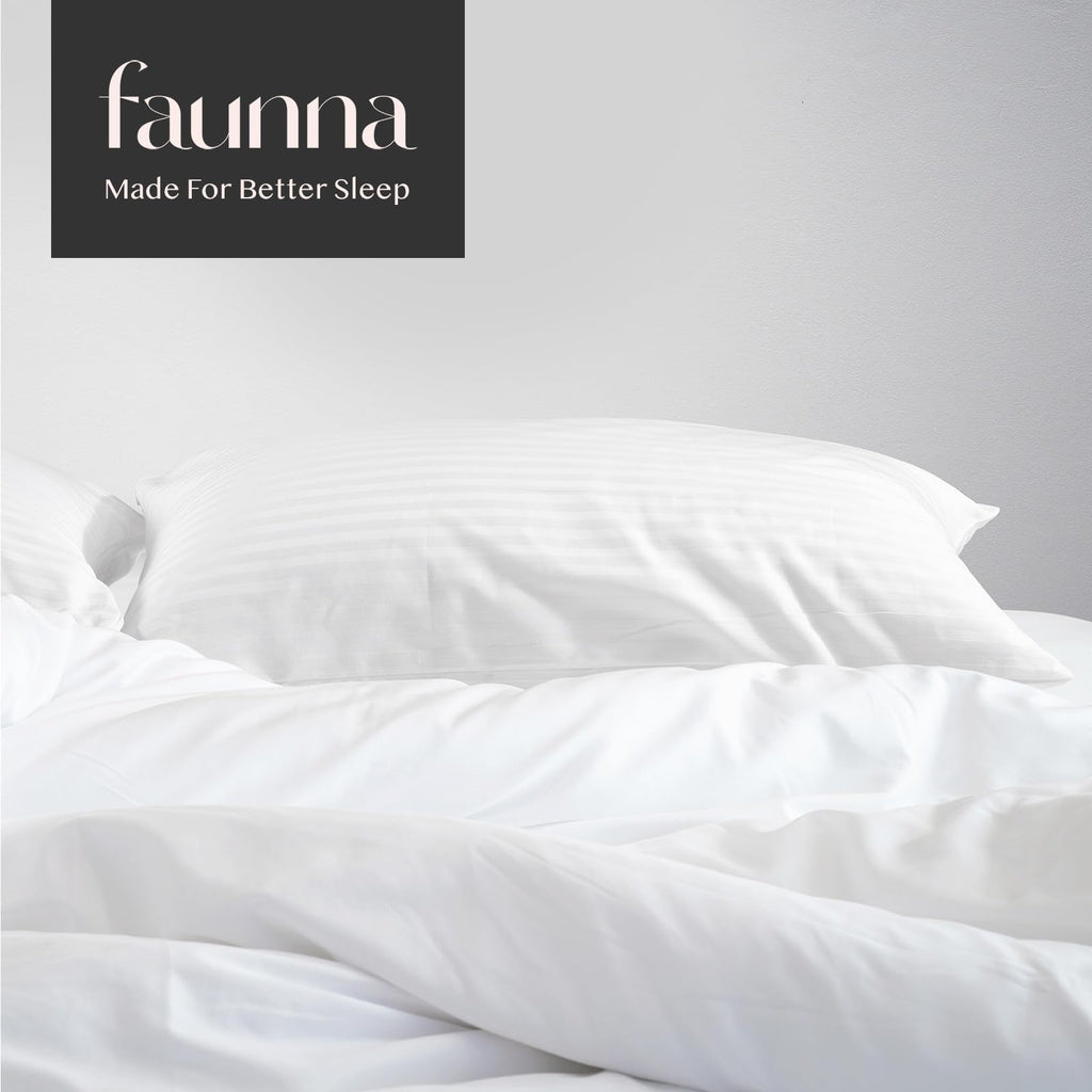 FAUNNA 600TC 100% Cotton Pillow Protectors, Standard Size (20x26), 4 Pack, Oeko-TEX Certified, Hotel Grade Pillow Cover with Silent Zipper, Zip Up Pillow Cases, White