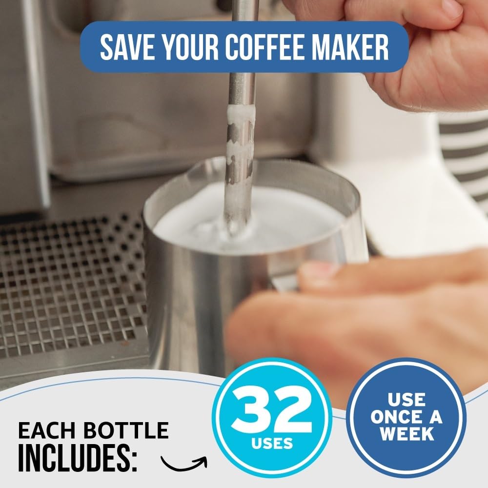 Milk Frother Cleaner for Coffee Machine Cleaner. 33 fl oz. Alkaline Milk System Cleaner. Complete Barista Kit. Barista Accessories With Up to 32 Cleans.