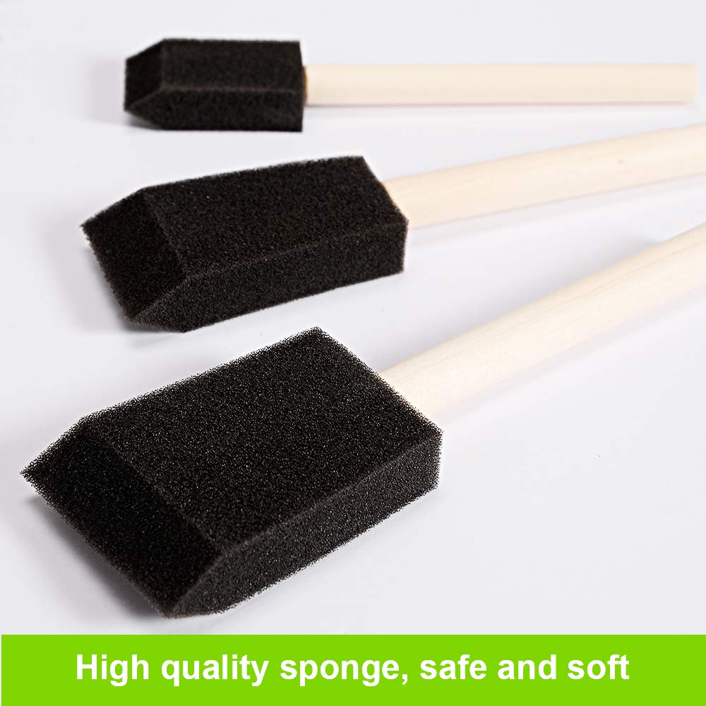 conda 50 Pack 0.5"-2" Different Size Assorted Foam Brush Set Wood Handle Paint Sponges Set- Lightweight, Durable, Paint Brush Set for Acrylics, Stains, Varnishes, Crafts