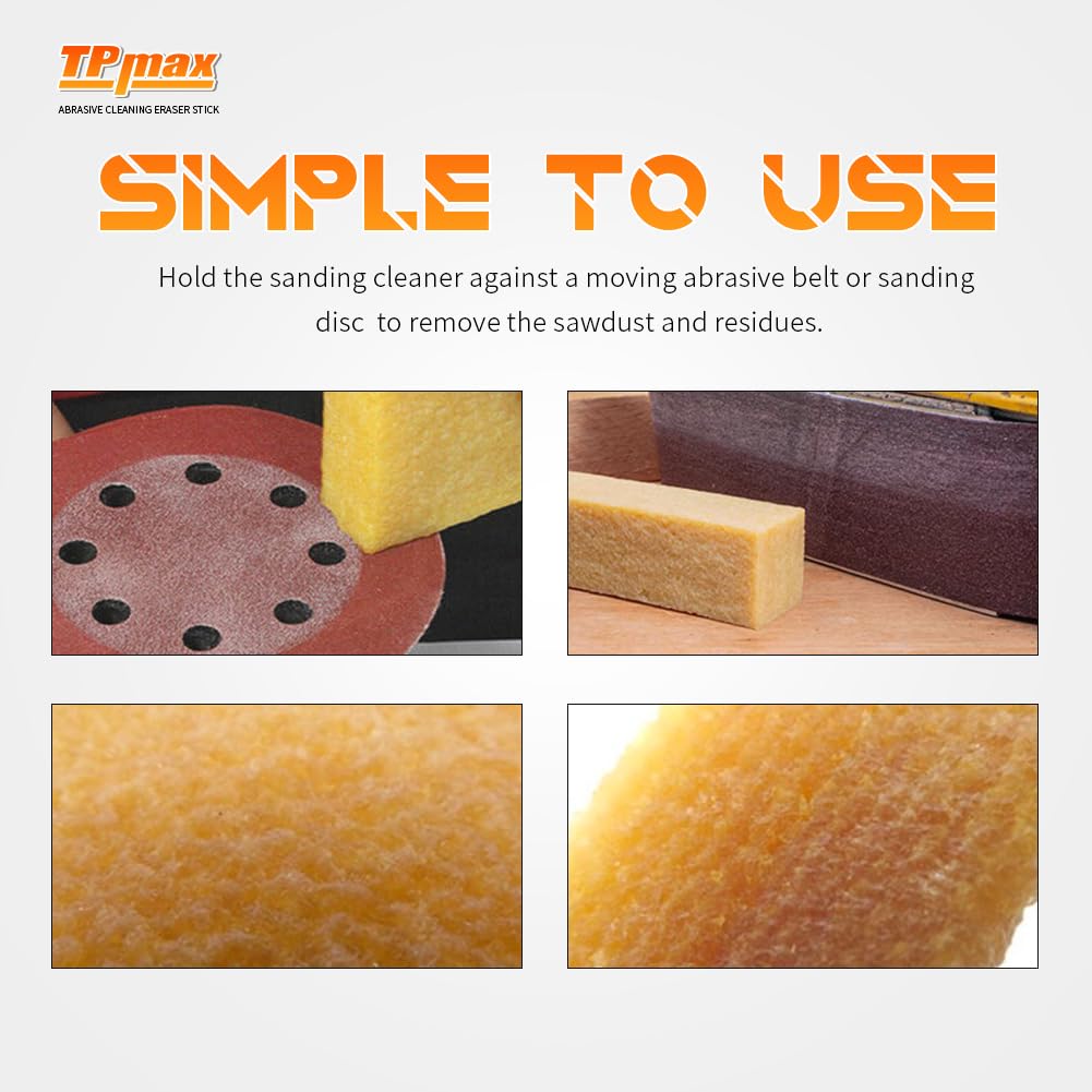 1-1/2" x 1-1/2" x 8" Inch Abrasive Cleaning Eraser Stick - 2 Packs for Cleaning Abrasive Sanding Belts & Sanding Discs Sandpaper Rough Tape, Skateboard and Shoes Natural Rubber Build