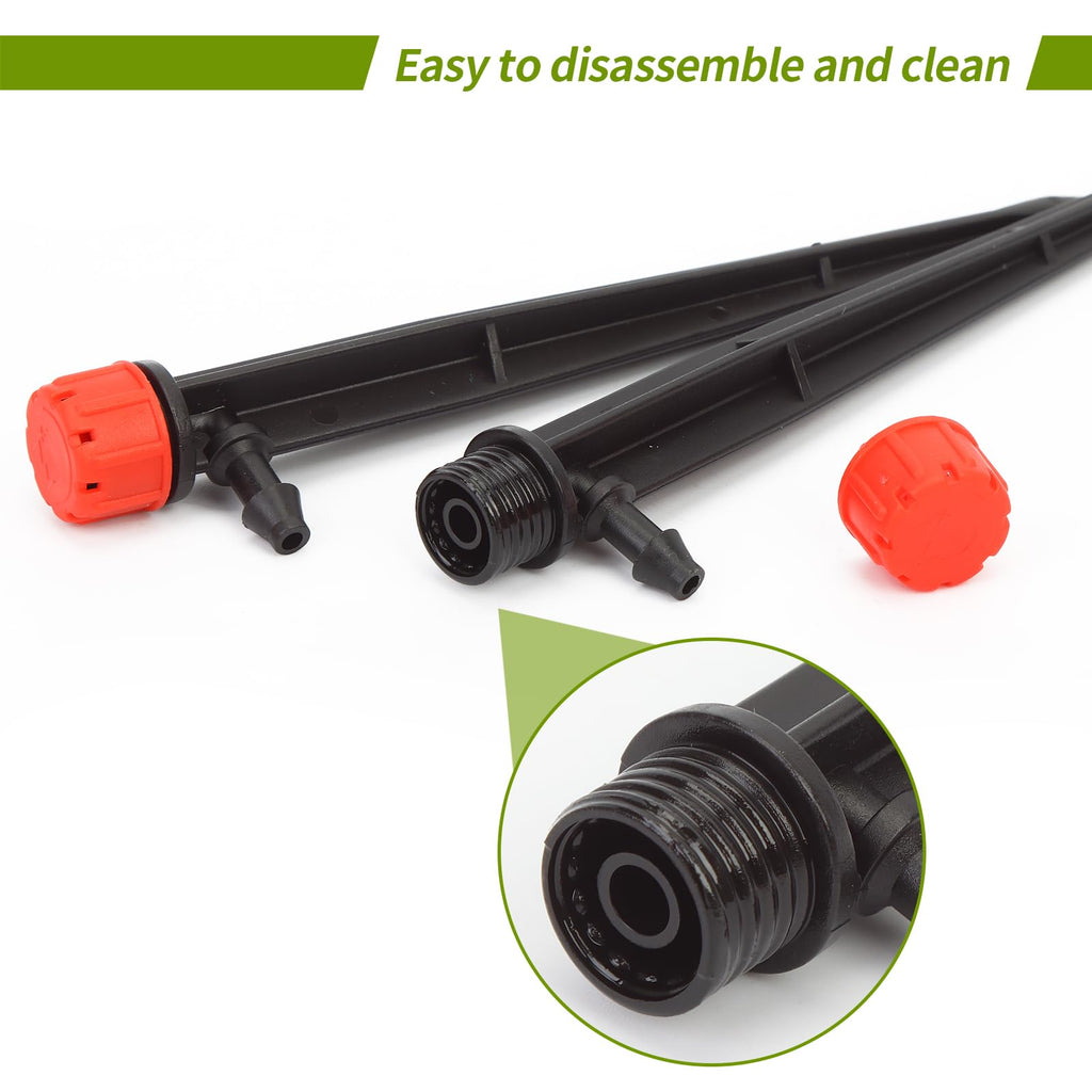 Hakioi 100 pcs Drip Emitters for 1/4 inch Drip Irrigation Tubing 360 Degree Adjustable Water Flow Irrigation Emitters Drippers for Drip Irrigation Irrigation Drip Heads for Flower Plant