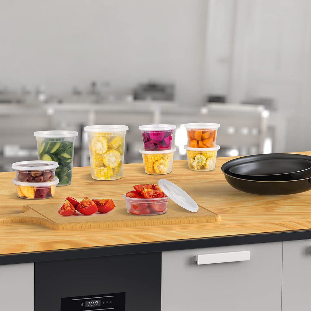 TashiBox [8 oz-50 Sets Plastic Food Storage containers with lids airtight, BPA Free, Microwave/Dishwasher/Freezer Safe