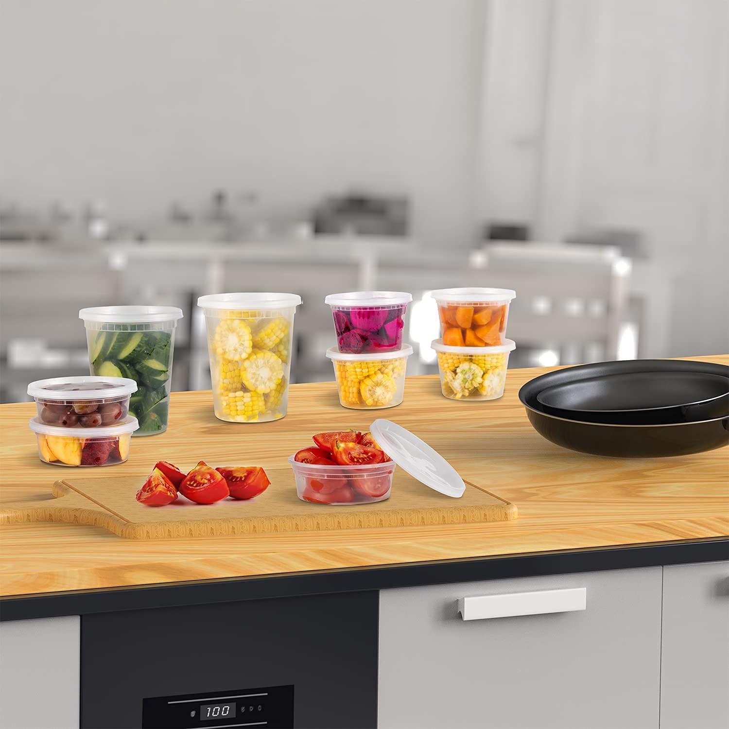 TashiBox [8 oz-50 Sets Plastic Food Storage containers with lids airtight, BPA Free, Microwave/Dishwasher/Freezer Safe