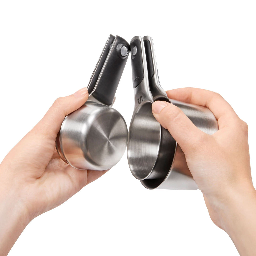OXO Good Grips Measuring Cup Set of 4 pcs - Stainless Steel, Silver, Small (11137700MLNYK)