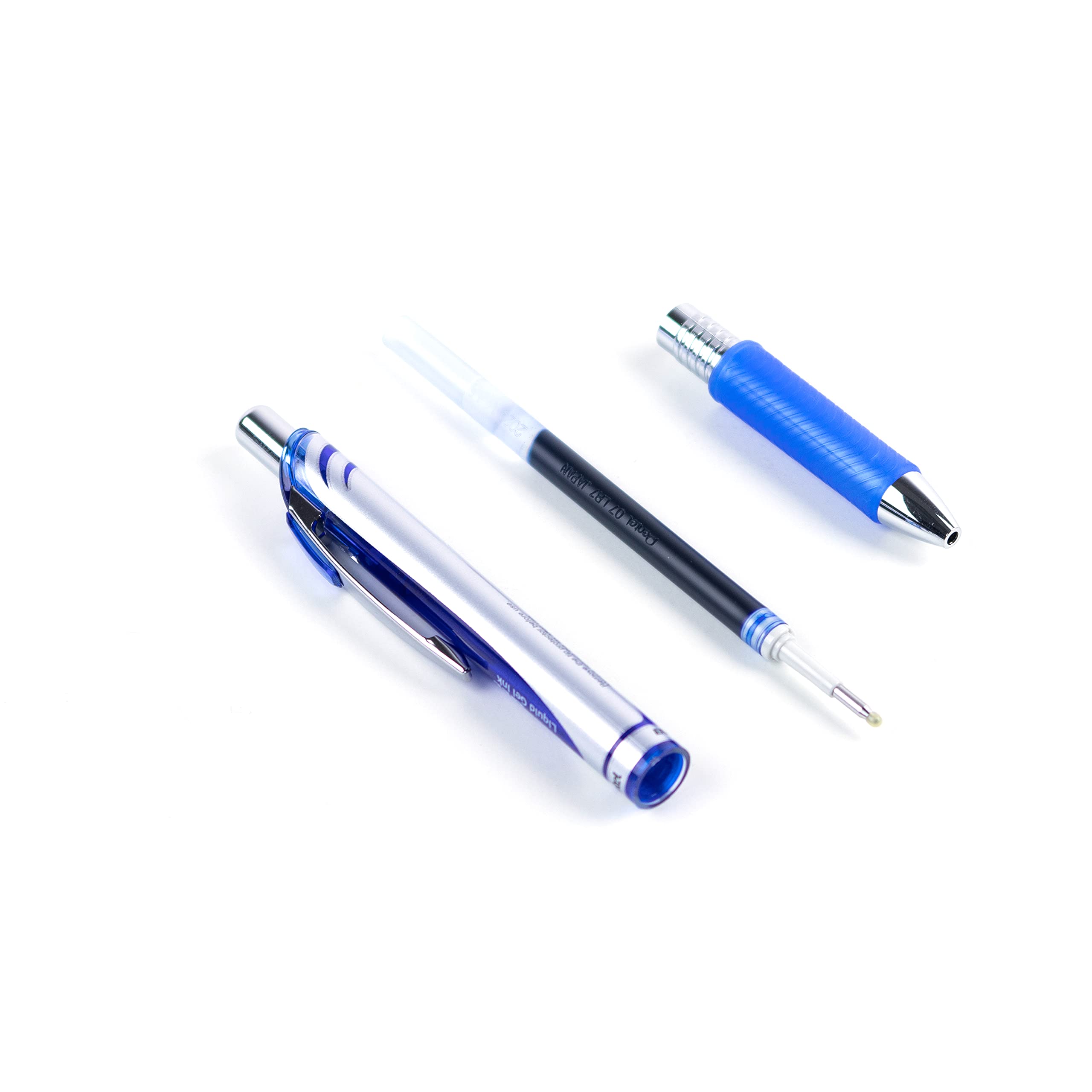 Pentel EnerGel Retractable Liquid Gel Rollerball, 0.7mm Medium Point, Blue Ink, Box of 12