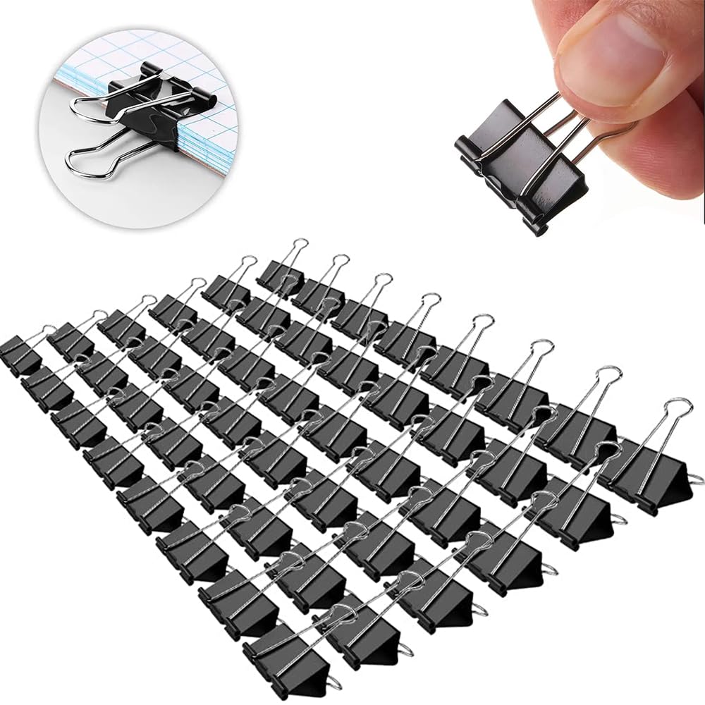 Small Binder Clips, 144 Pack, 3/4 Inch, Standard 19mm, Black, Capacity 0.31 Inch, Mini Paper Clips, Fold Clamp, Office and School Supplies
