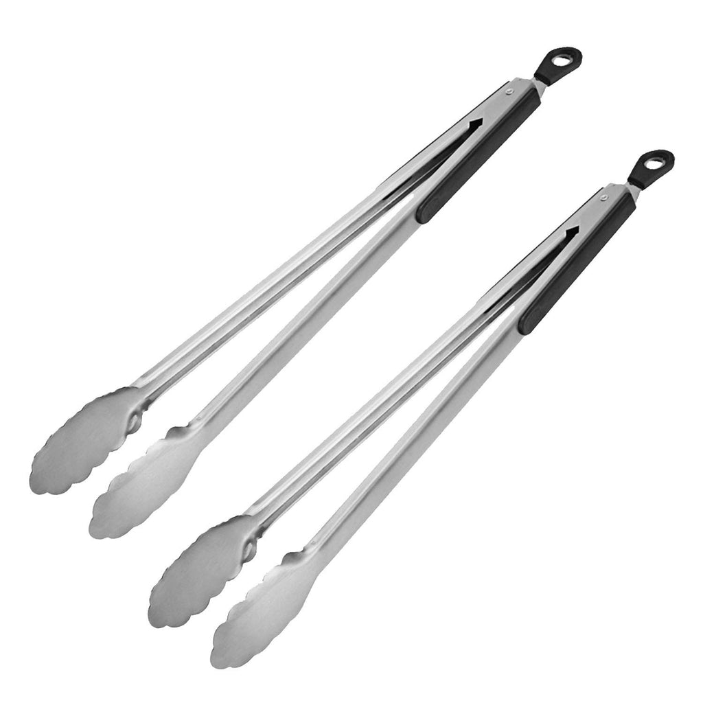 Tongs, AOOSY 2 Pieces Extra Long 16 Inches BBQ Tong 18/10 Stainless Steel Wide Scalloped Gripping Edge Kitchen Tongs for Cooking Serving Grilling Salads, with Joint-Lock